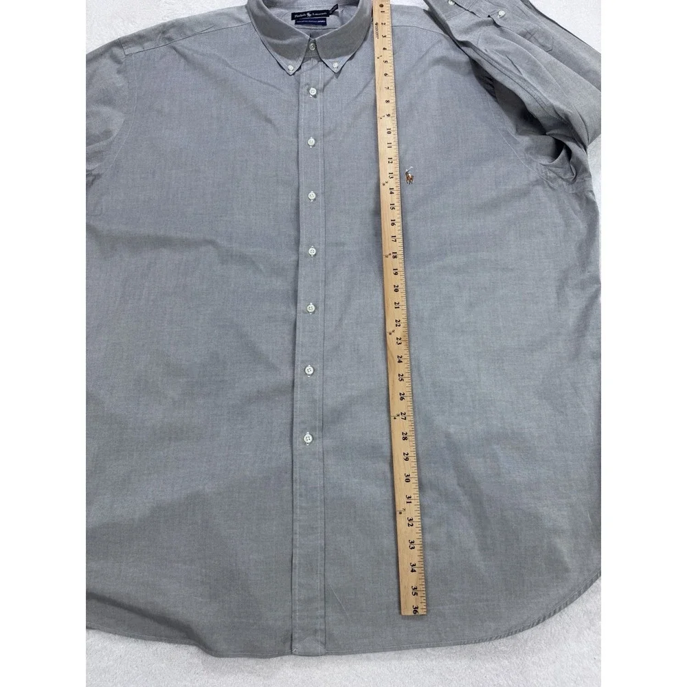 Polo Ralph‎ Lauren Oxford Shirt Men 20 35/36 Tall Gray Pinpoint LS Flesh Pony